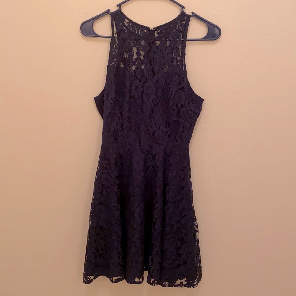 Blue lace mini dress